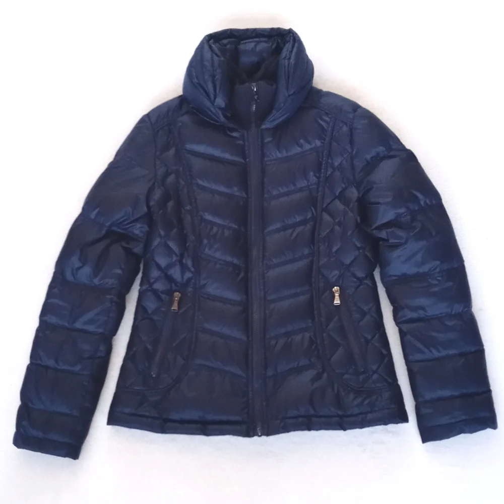 Guess Women’s Navy Blue Quilted Puffer Ski Snow Winter Long Sleeve Coat Small - Picture 15 of 16